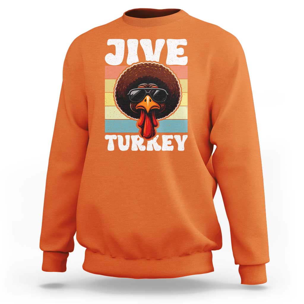 Funny Jive Thanksgiving Turkey Day Sweatshirt Retro Afro Black Turkey - Wonder Print Shop