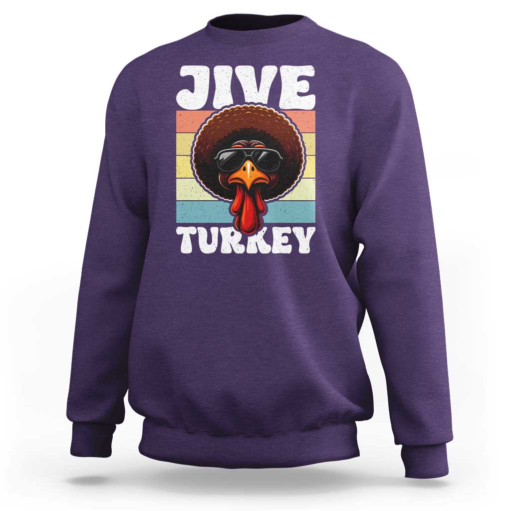 Funny Jive Thanksgiving Turkey Day Sweatshirt Retro Afro Black Turkey - Wonder Print Shop