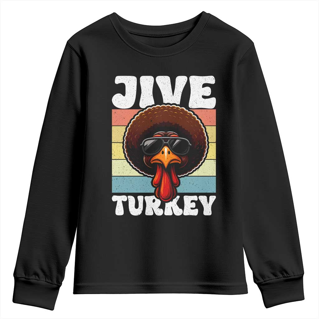 Funny Jive Thanksgiving Turkey Day Youth Sweatshirt Retro Afro Black Turkey - Wonder Print Shop