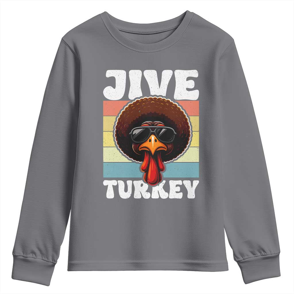 Funny Jive Thanksgiving Turkey Day Youth Sweatshirt Retro Afro Black Turkey - Wonder Print Shop