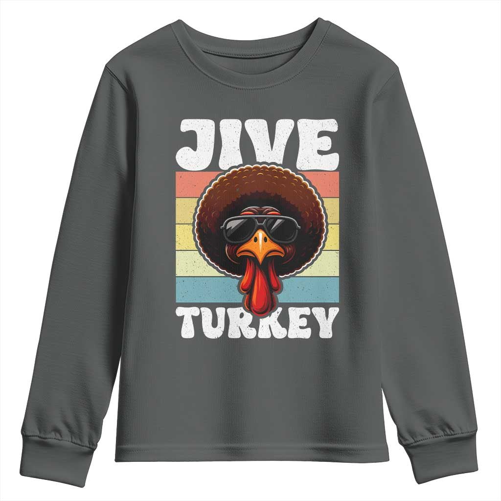 Funny Jive Thanksgiving Turkey Day Youth Sweatshirt Retro Afro Black Turkey - Wonder Print Shop