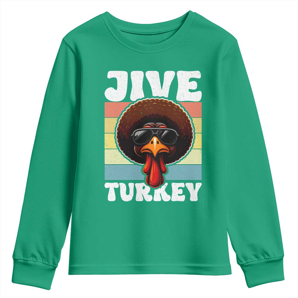Funny Jive Thanksgiving Turkey Day Youth Sweatshirt Retro Afro Black Turkey - Wonder Print Shop