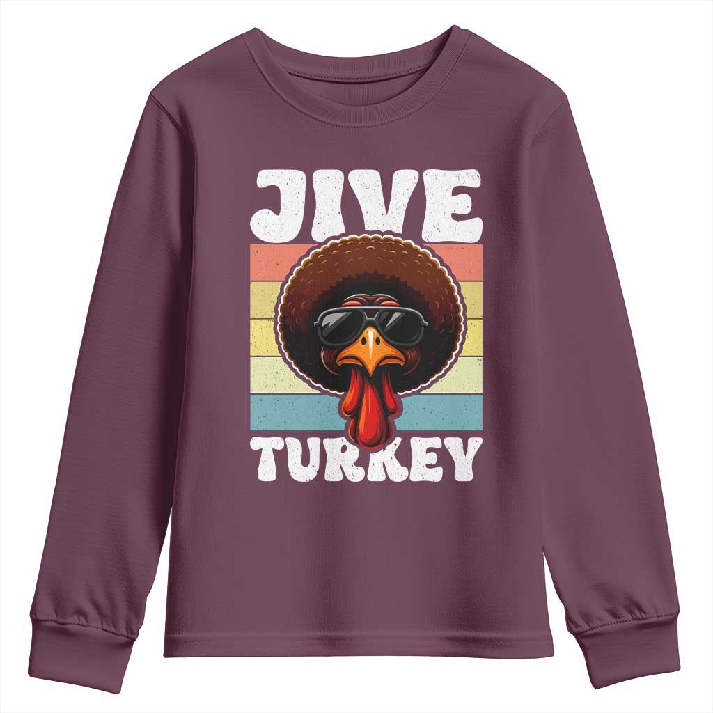 Funny Jive Thanksgiving Turkey Day Youth Sweatshirt Retro Afro Black Turkey - Wonder Print Shop
