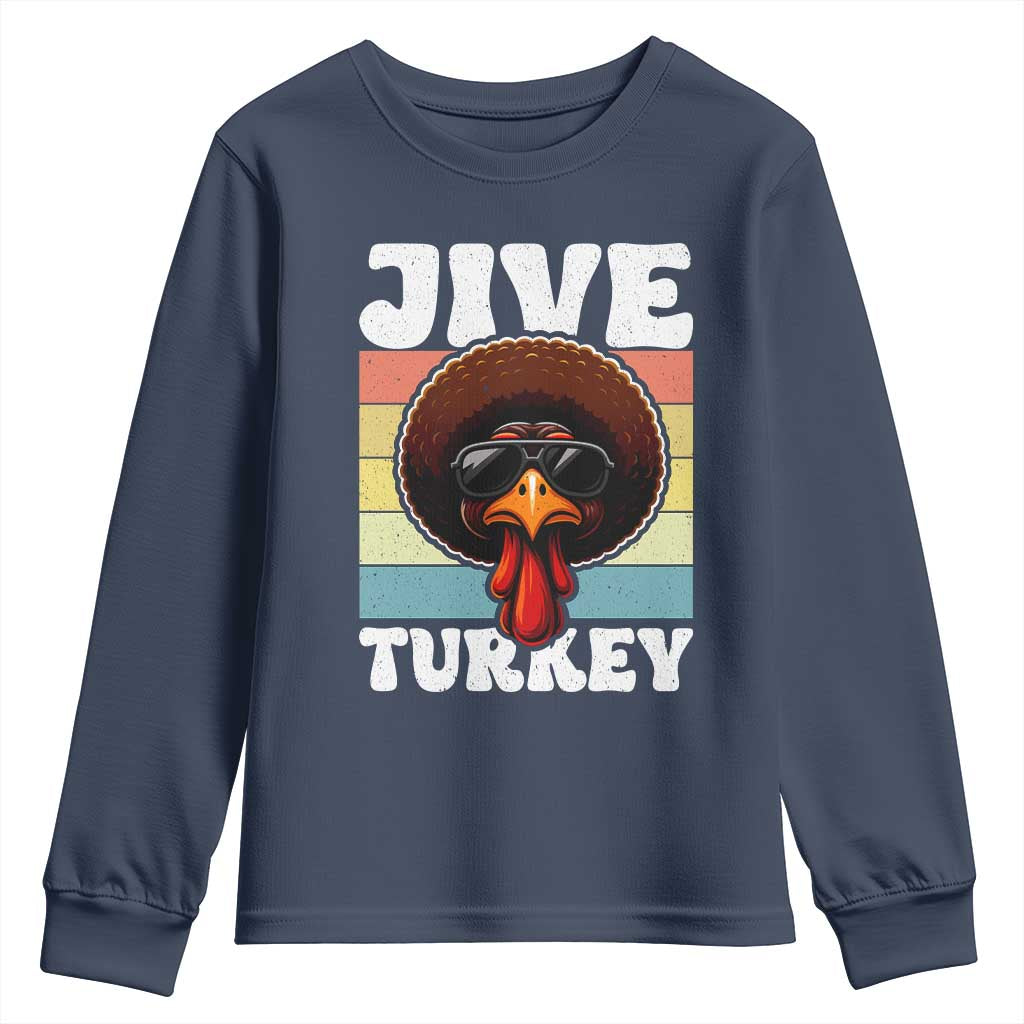 Funny Jive Thanksgiving Turkey Day Youth Sweatshirt Retro Afro Black Turkey - Wonder Print Shop