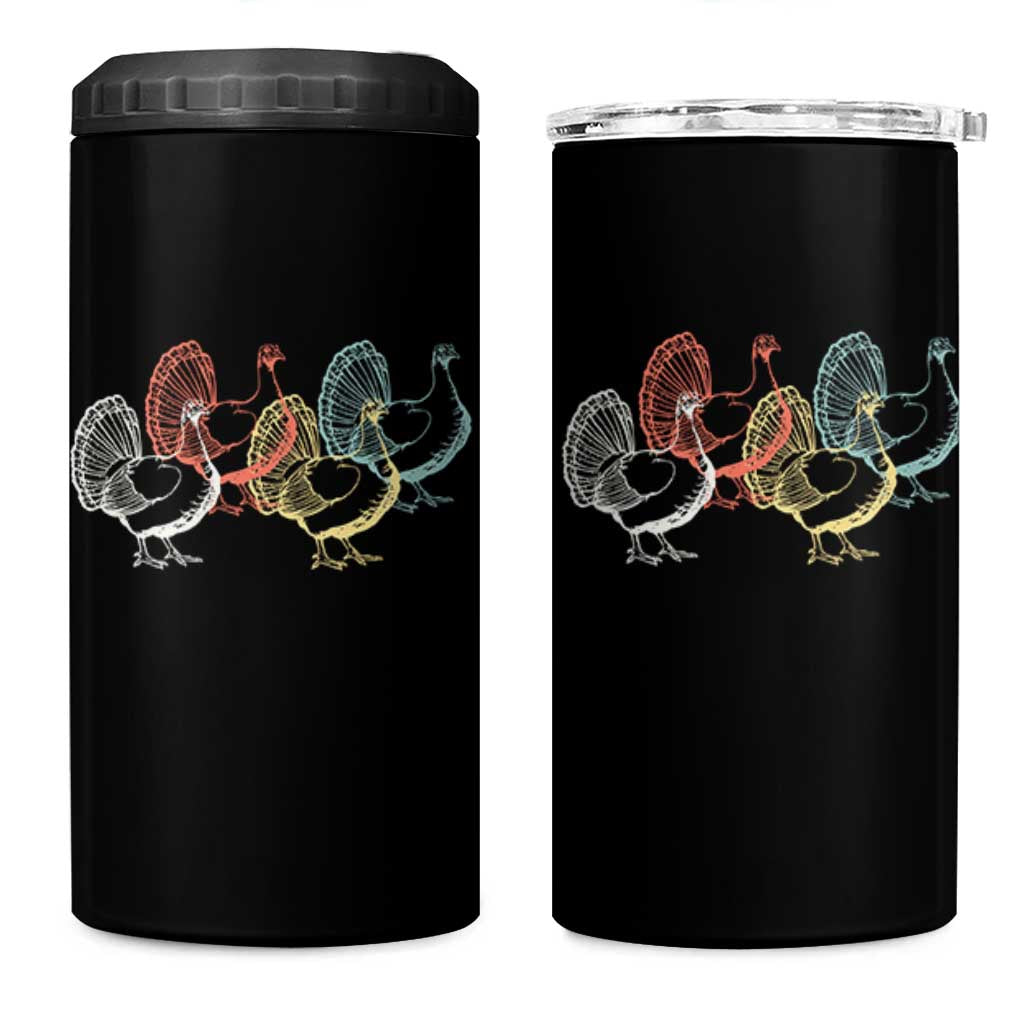 Thanksgiving Turkey Day Retro Poultry Holiday 4 in 1 Can Cooler Tumbler - Wonder Print Shop