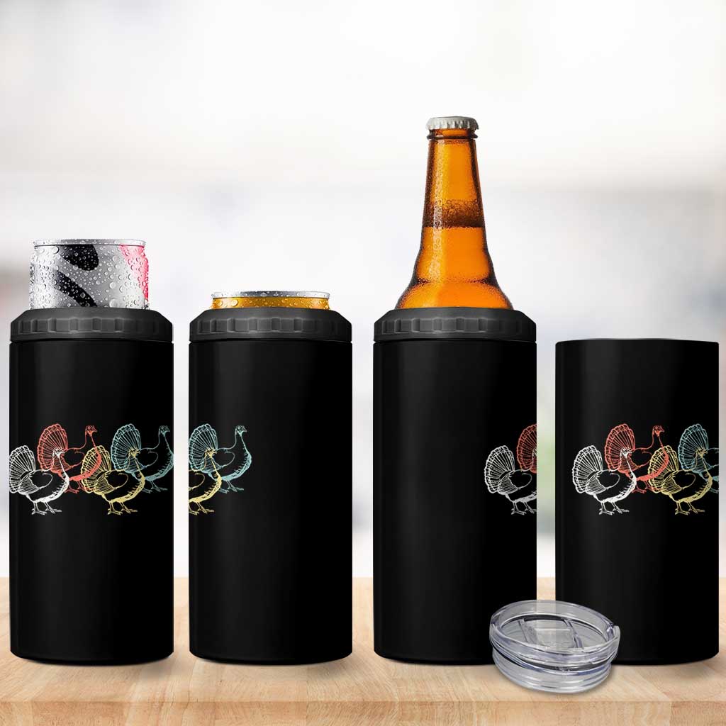 Thanksgiving Turkey Day Retro Poultry Holiday 4 in 1 Can Cooler Tumbler - Wonder Print Shop