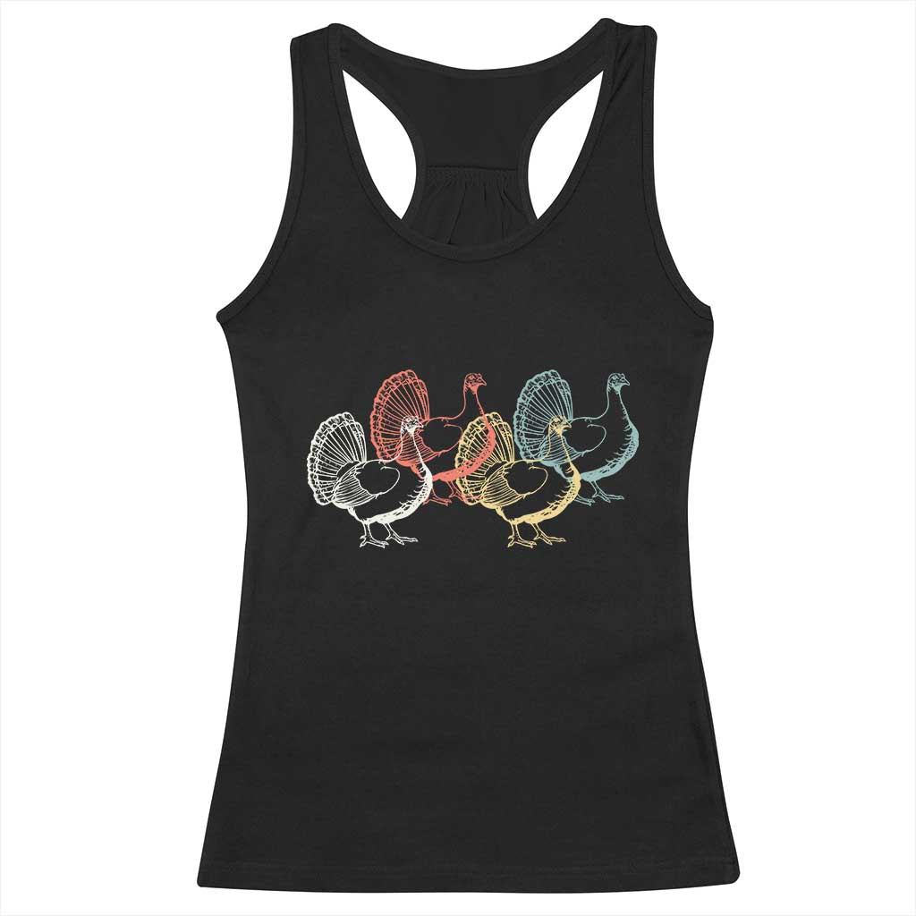 Thanksgiving Turkey Day Retro Poultry Holiday Racerback Tank Top - Wonder Print Shop