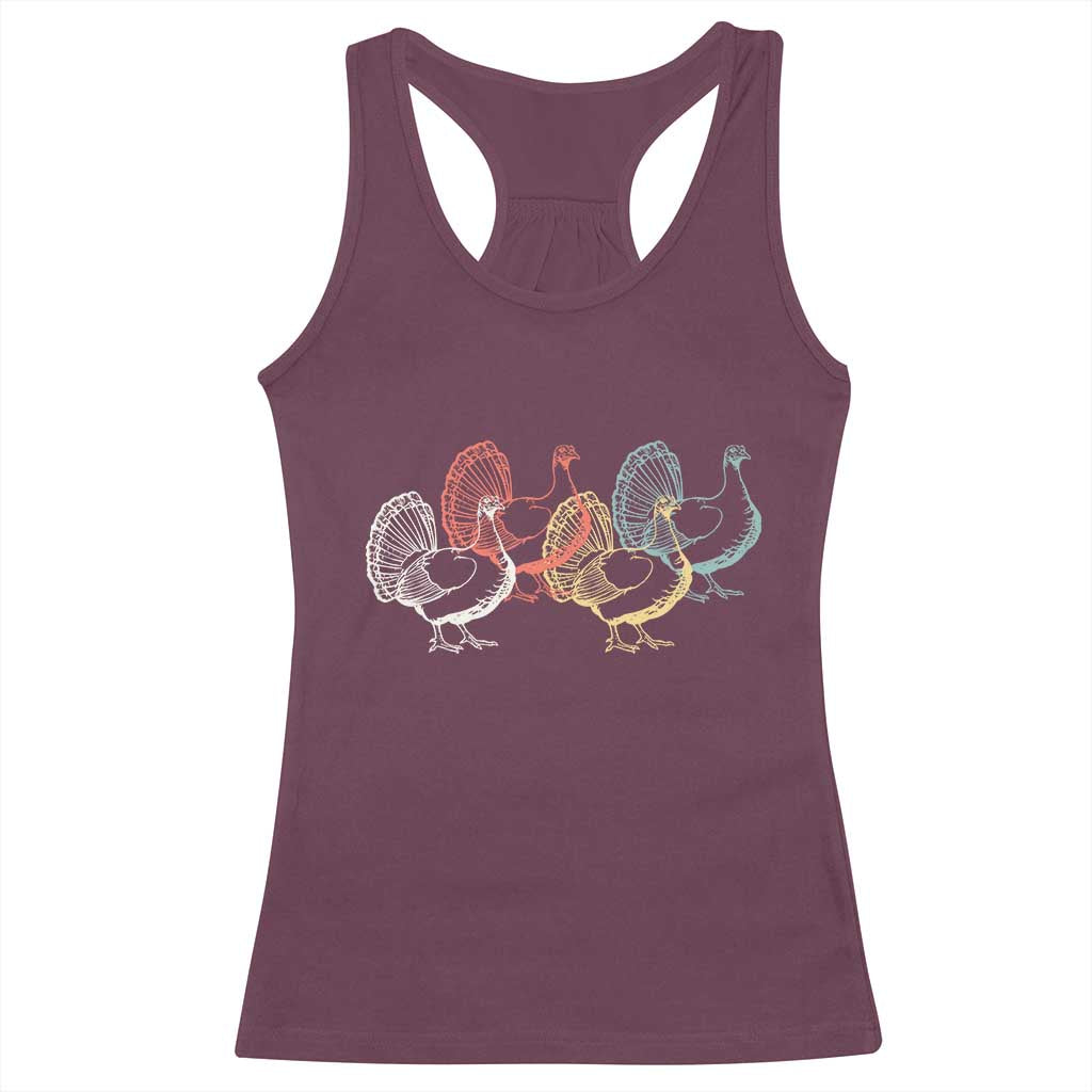 Thanksgiving Turkey Day Retro Poultry Holiday Racerback Tank Top - Wonder Print Shop