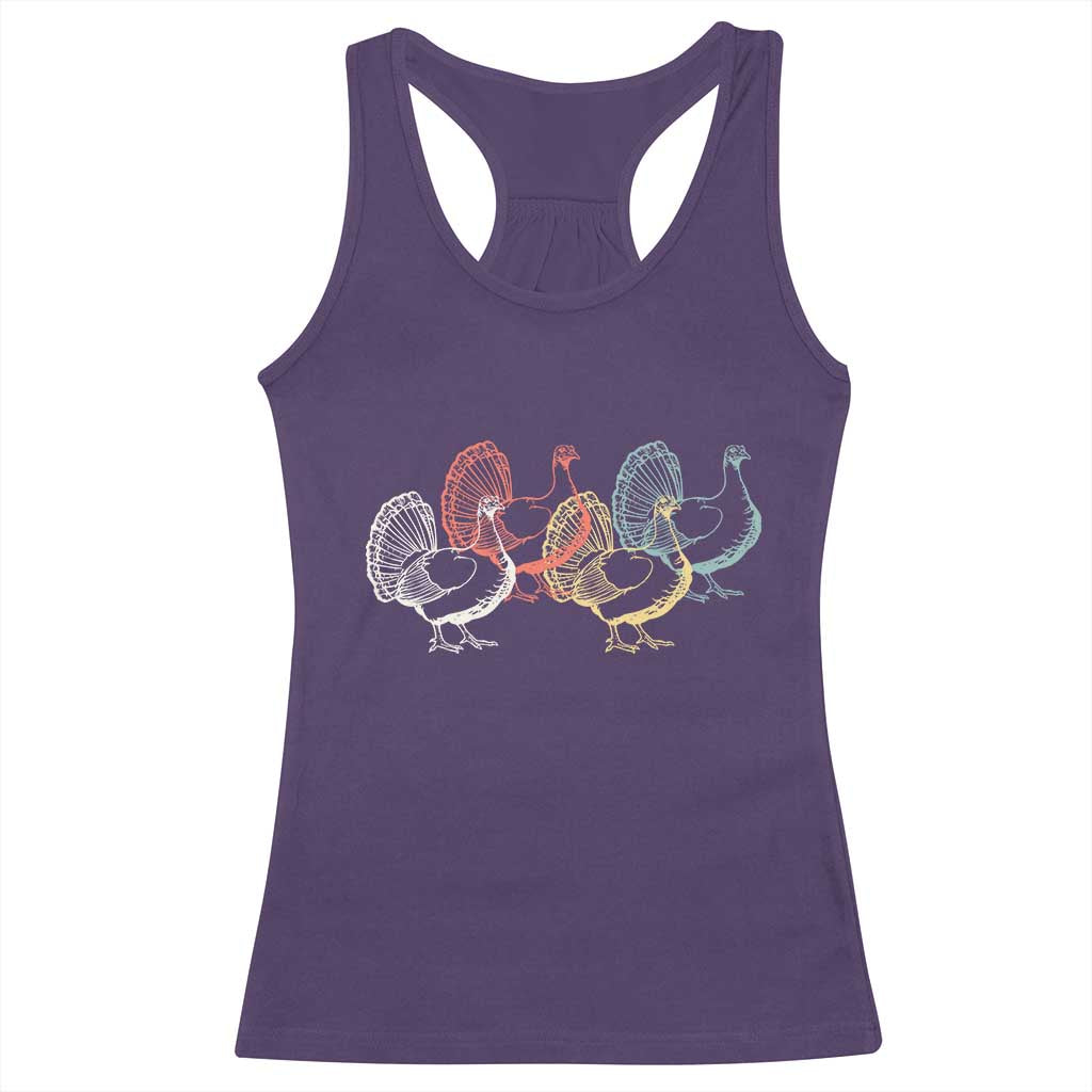Thanksgiving Turkey Day Retro Poultry Holiday Racerback Tank Top - Wonder Print Shop