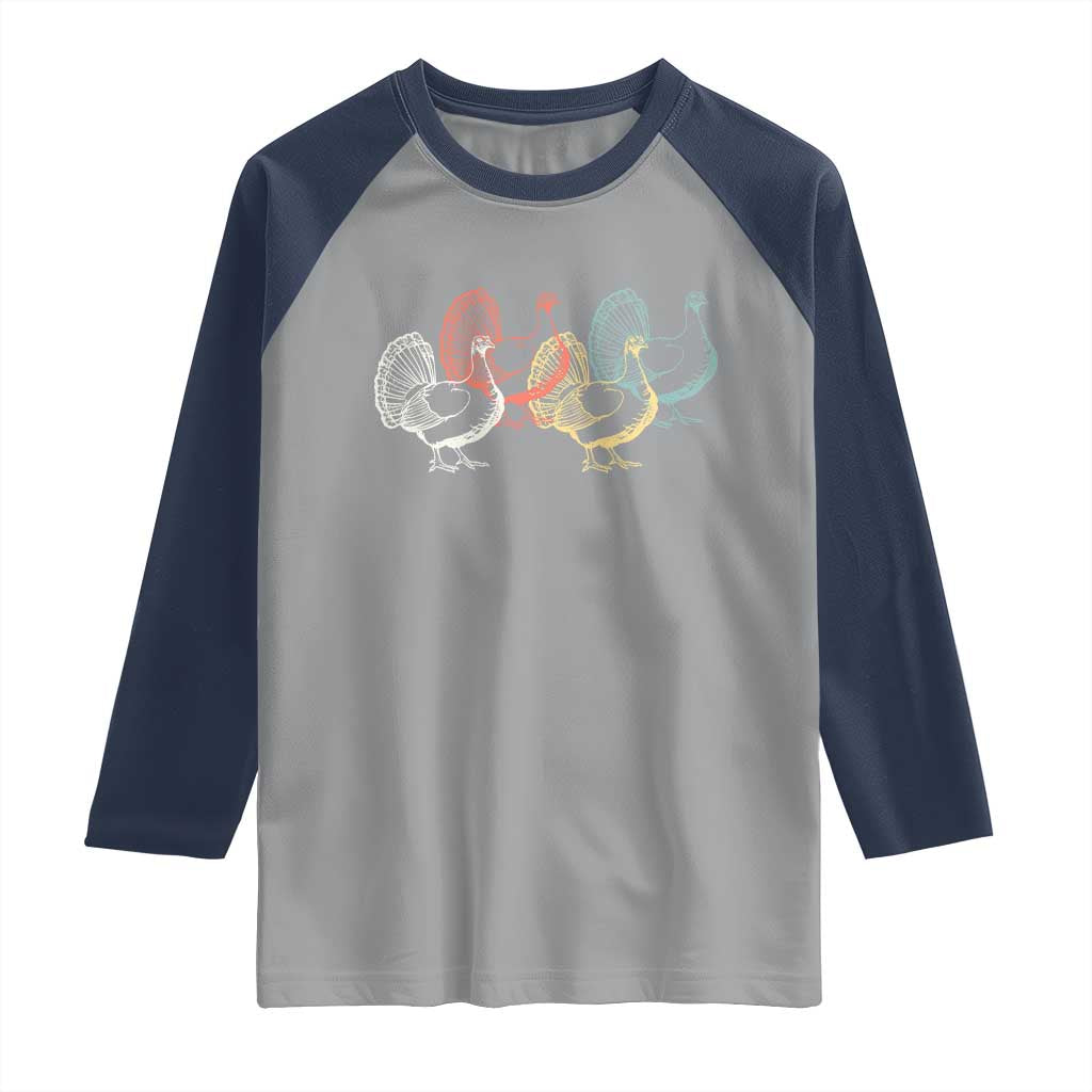 Thanksgiving Turkey Day Retro Poultry Holiday Raglan Shirt - Wonder Print Shop