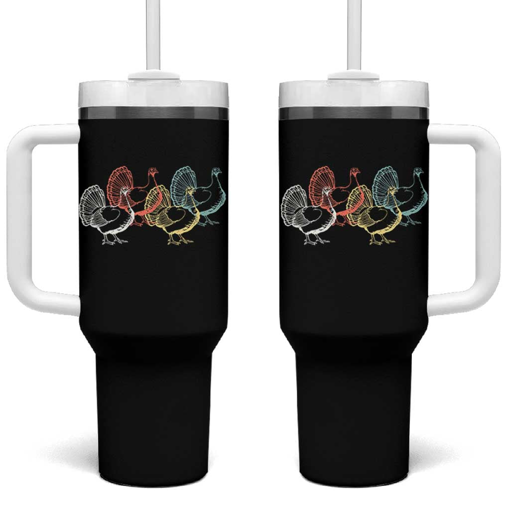 Thanksgiving Turkey Day Retro Poultry Holiday Tumbler With Handle - Wonder Print Shop