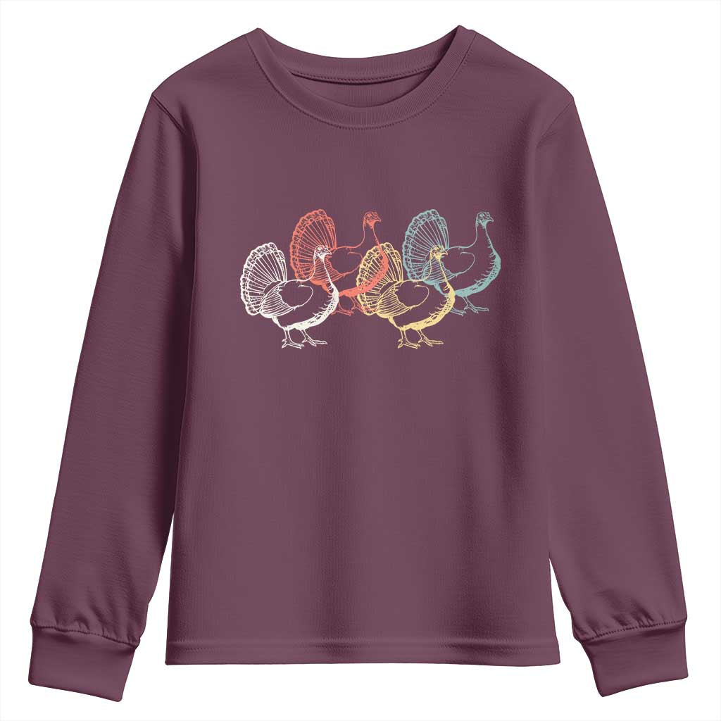Thanksgiving Turkey Day Retro Poultry Holiday Youth Sweatshirt - Wonder Print Shop