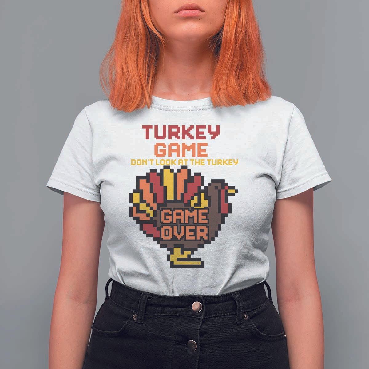 Funny Thanksgiving Turkey T Shirt For Women Turkey Game Dont Look At The Turkey - Wonder Print Shop