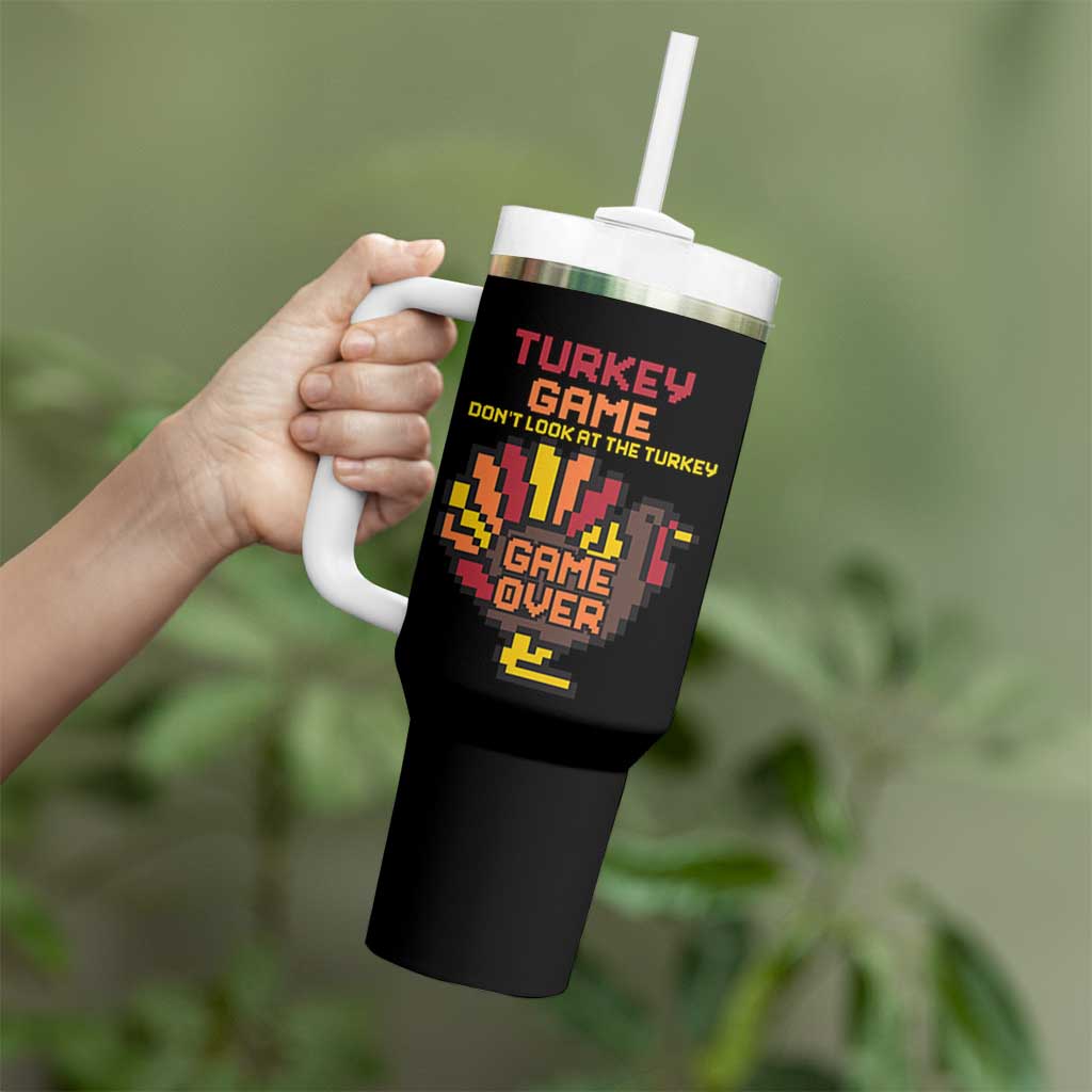 Funny Thanksgiving Turkey Tumbler With Handle Turkey Game Dont Look At The Turkey - Wonder Print Shop