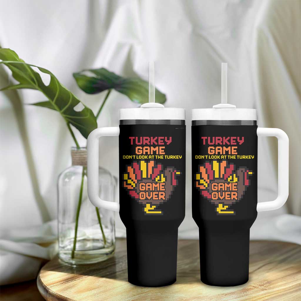 Funny Thanksgiving Turkey Tumbler With Handle Turkey Game Dont Look At The Turkey - Wonder Print Shop