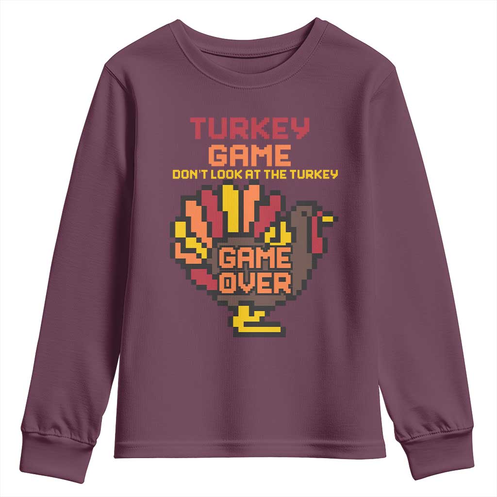 Funny Thanksgiving Turkey Youth Sweatshirt Turkey Game Dont Look At The Turkey - Wonder Print Shop