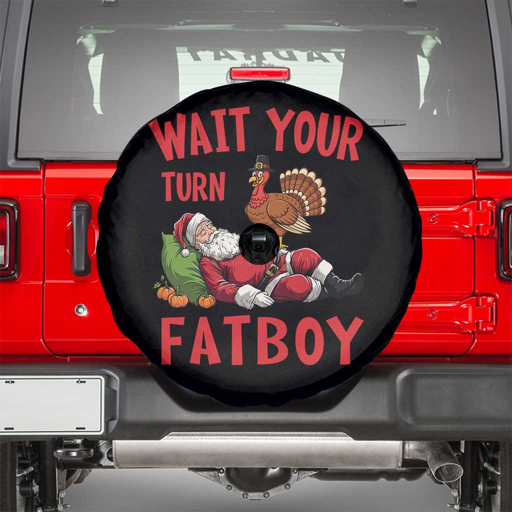 Funny Thanksgiving Christmas Spare Tire Cover Wait Your Turn Fat Boy Turkey Santa - Wonder Print Shop