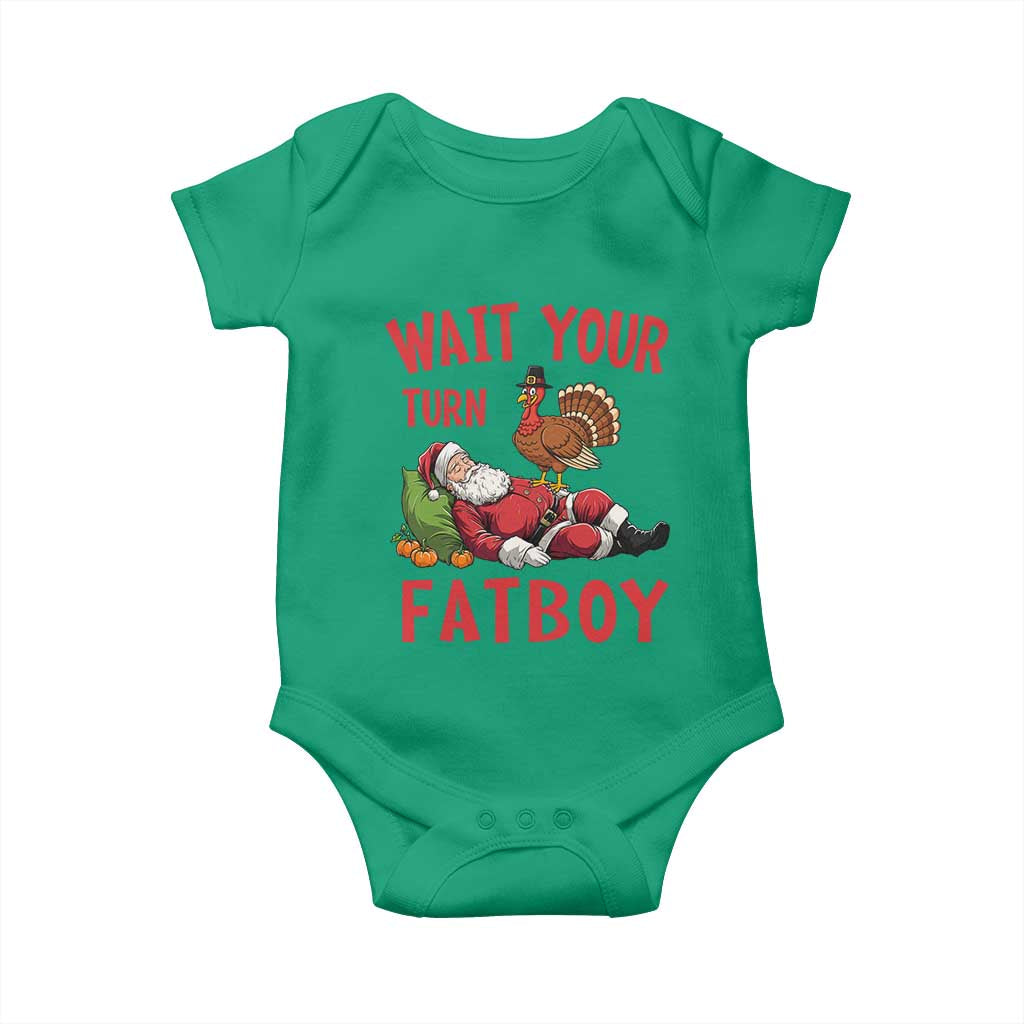 Funny Thanksgiving Christmas Baby Onesie Wait Your Turn Fat Boy Turkey Santa - Wonder Print Shop