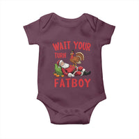 Funny Thanksgiving Christmas Baby Onesie Wait Your Turn Fat Boy Turkey Santa - Wonder Print Shop