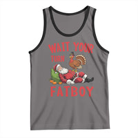 Funny Thanksgiving Christmas Tank Top Wait Your Turn Fat Boy Turkey Santa - Wonder Print Shop