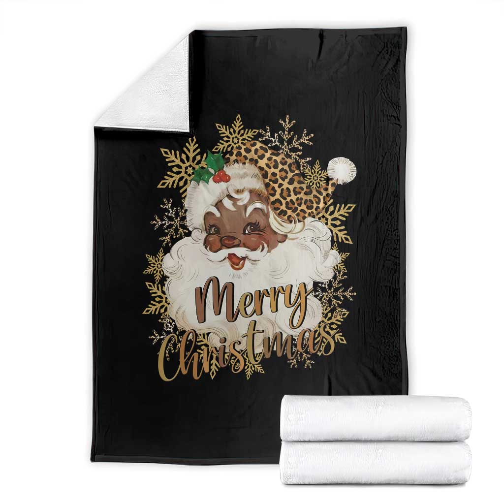 Funny Retro Black Santa Merry Christmas Leopard Throw Blanket - Wonder Print Shop