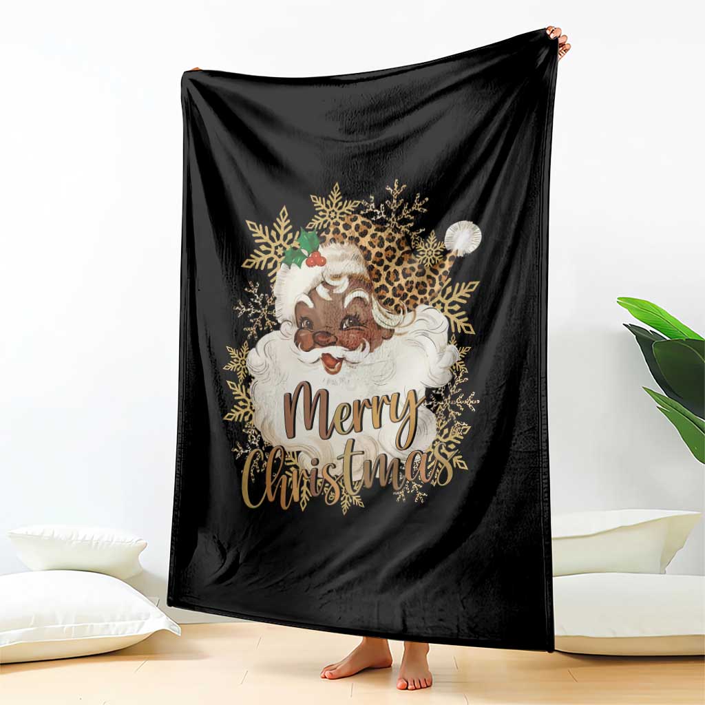 Funny Retro Black Santa Merry Christmas Leopard Throw Blanket - Wonder Print Shop