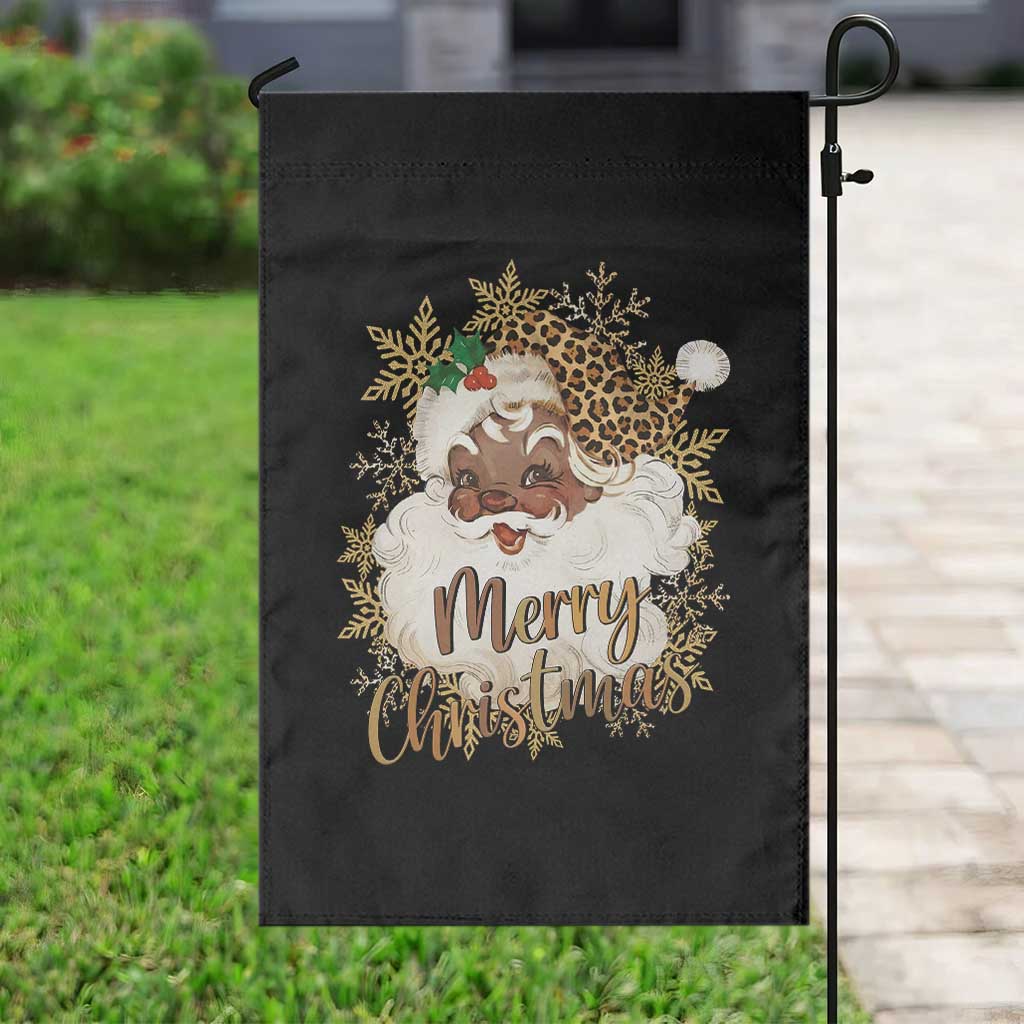 Funny Retro Black Santa Merry Christmas Leopard Garden Flag - Wonder Print Shop