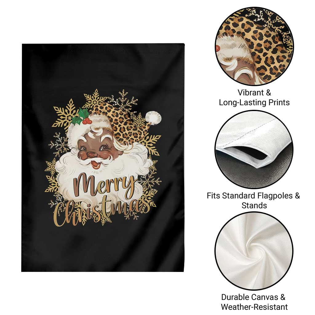 Funny Retro Black Santa Merry Christmas Leopard Garden Flag - Wonder Print Shop