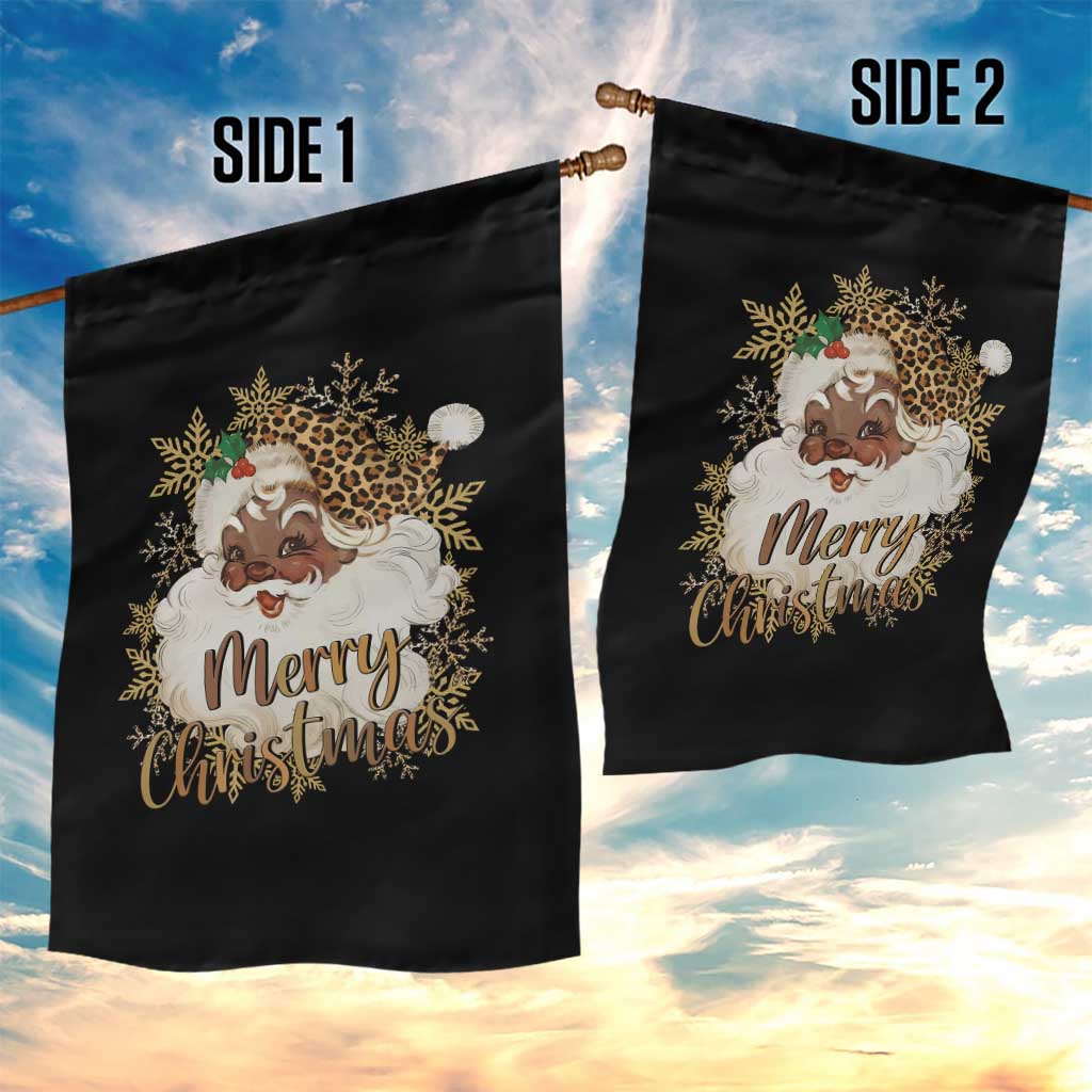 Funny Retro Black Santa Merry Christmas Leopard Garden Flag - Wonder Print Shop