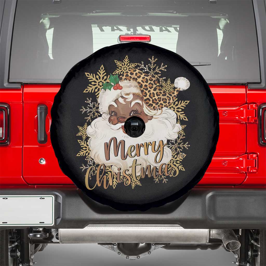 Funny Retro Black Santa Merry Christmas Leopard Spare Tire Cover - Wonder Print Shop