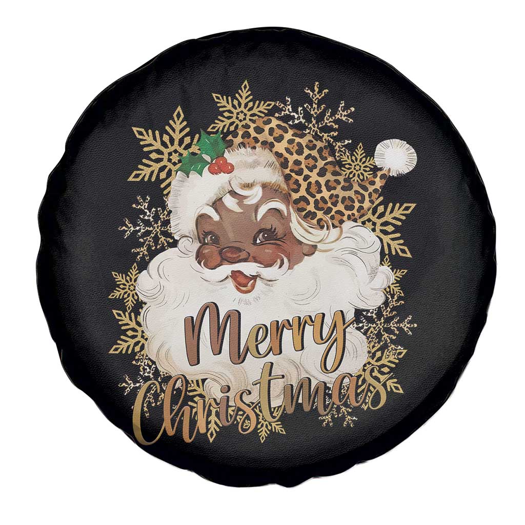 Funny Retro Black Santa Merry Christmas Leopard Spare Tire Cover - Wonder Print Shop