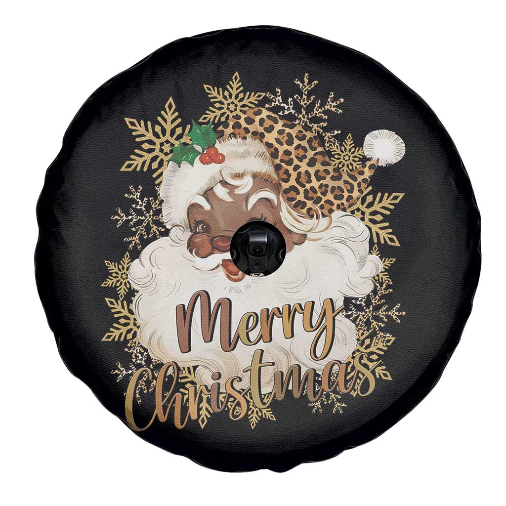 Funny Retro Black Santa Merry Christmas Leopard Spare Tire Cover - Wonder Print Shop