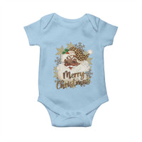 Funny Retro Black Santa Merry Christmas Leopard Baby Onesie - Wonder Print Shop