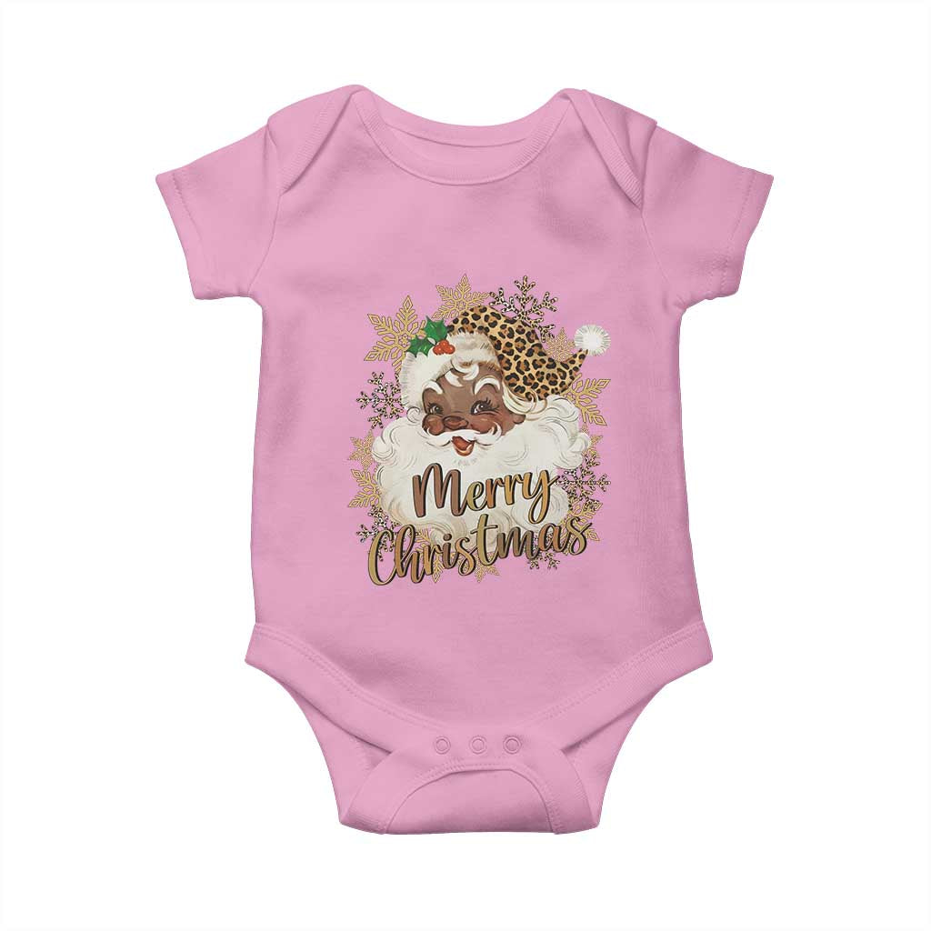 Funny Retro Black Santa Merry Christmas Leopard Baby Onesie - Wonder Print Shop
