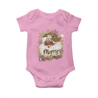 Funny Retro Black Santa Merry Christmas Leopard Baby Onesie - Wonder Print Shop