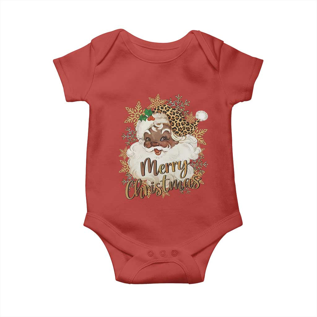 Funny Retro Black Santa Merry Christmas Leopard Baby Onesie - Wonder Print Shop