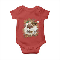 Funny Retro Black Santa Merry Christmas Leopard Baby Onesie - Wonder Print Shop