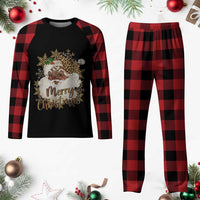 Funny Retro Black Santa Merry Christmas Leopard Plaid Pajama Set - Wonder Print Shop