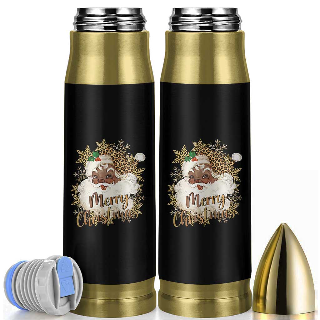 Funny Retro Black Santa Merry Christmas Leopard Bullet Tumbler - Wonder Print Shop