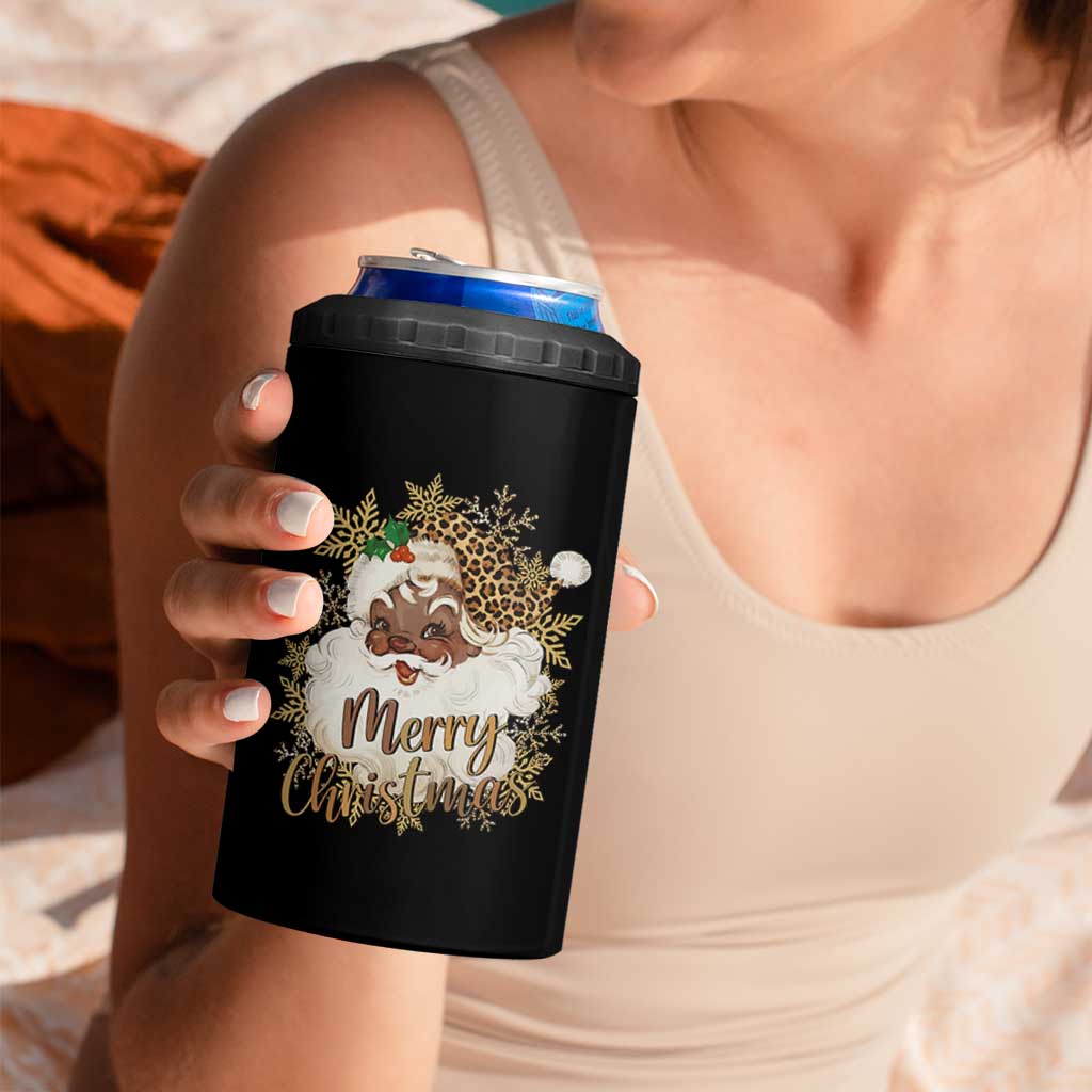 Funny Retro Black Santa Merry Christmas Leopard 4 in 1 Can Cooler Tumbler - Wonder Print Shop