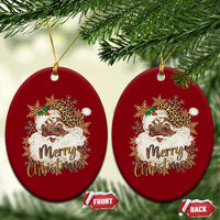 Funny Retro Black Santa Merry Christmas Leopard Ceramic Ornament - Wonder Print Shop