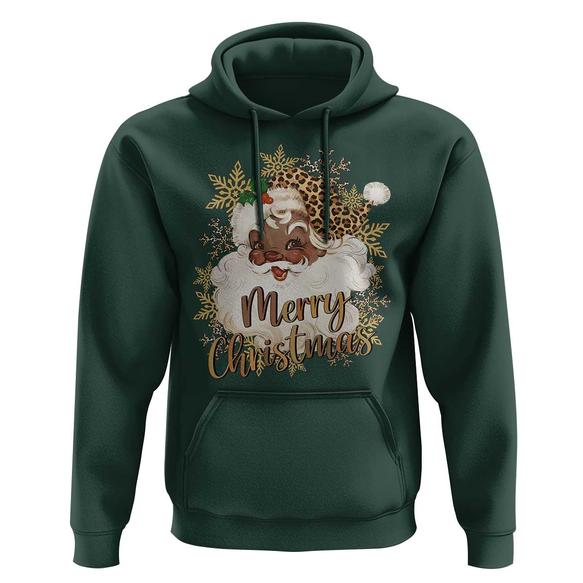 Funny Retro Black Santa Merry Christmas Leopard Hoodie - Wonder Print Shop