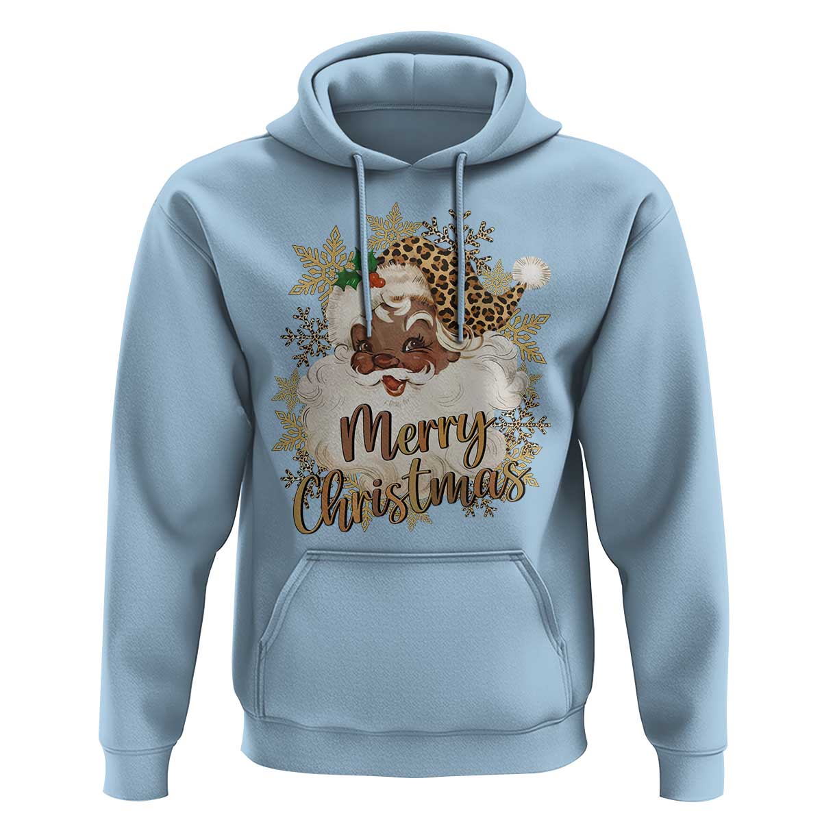 Funny Retro Black Santa Merry Christmas Leopard Hoodie - Wonder Print Shop