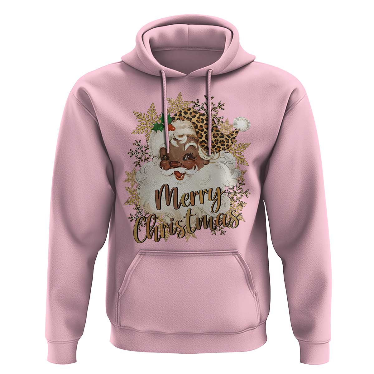 Funny Retro Black Santa Merry Christmas Leopard Hoodie - Wonder Print Shop