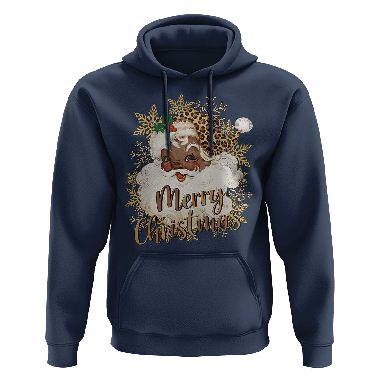 Funny Retro Black Santa Merry Christmas Leopard Hoodie - Wonder Print Shop
