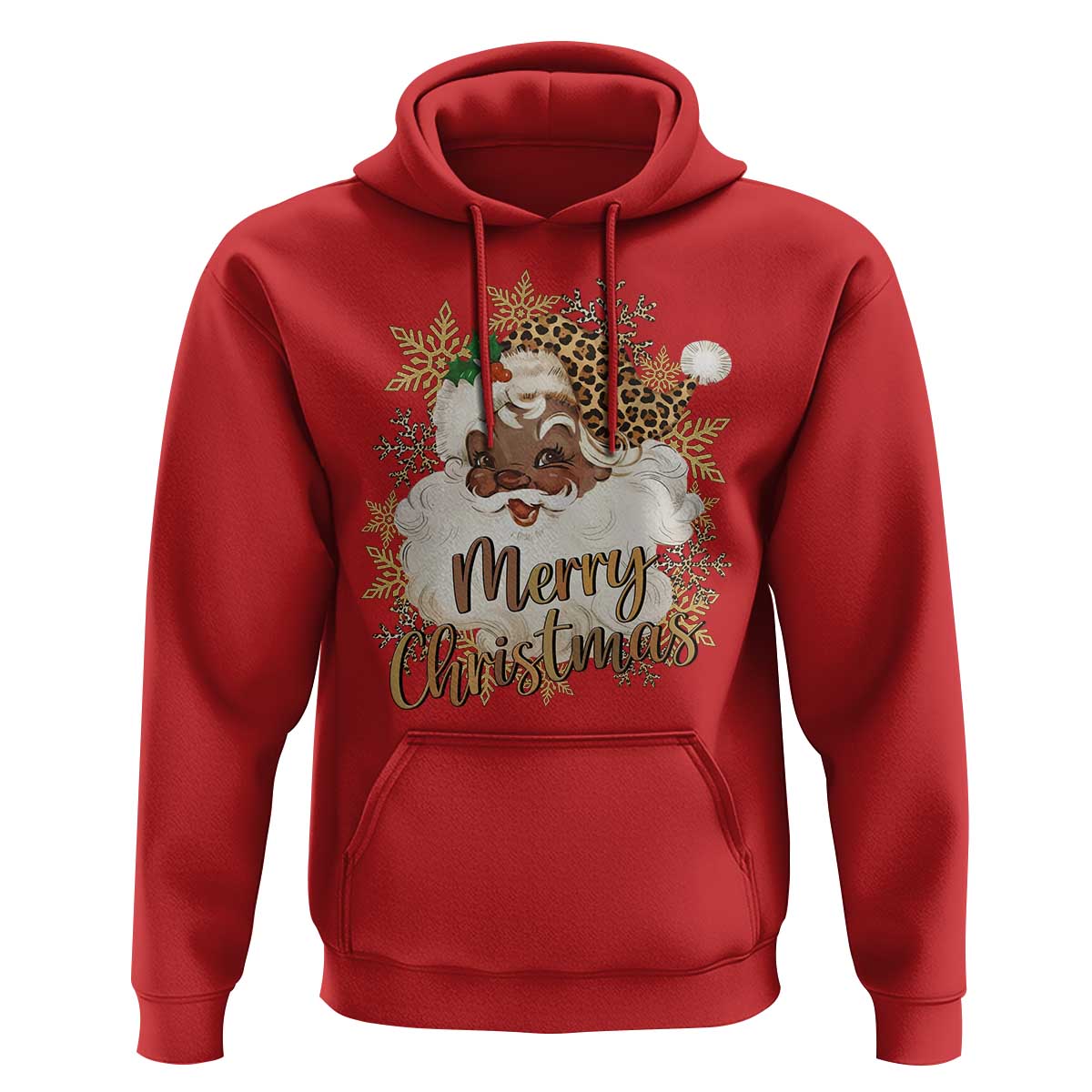 Funny Retro Black Santa Merry Christmas Leopard Hoodie - Wonder Print Shop