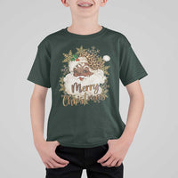 Funny Retro Black Santa Merry Christmas Leopard T Shirt For Kid - Wonder Print Shop