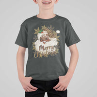 Funny Retro Black Santa Merry Christmas Leopard T Shirt For Kid - Wonder Print Shop