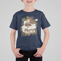 Funny Retro Black Santa Merry Christmas Leopard T Shirt For Kid - Wonder Print Shop