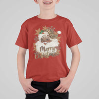 Funny Retro Black Santa Merry Christmas Leopard T Shirt For Kid - Wonder Print Shop